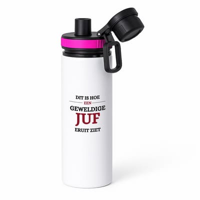Hacebo® - Geweldige juf eruit ziet waterfles met draaidop roze - Juf - beste juf - school - verjaardagscadeau - afscheidscadeau - kado - water fles - 850ML