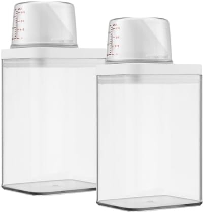 Famanu – Waspoeder opbergdoos met maatbeker, set van 2 wasmiddeldispensers voor luchtdichte opslag