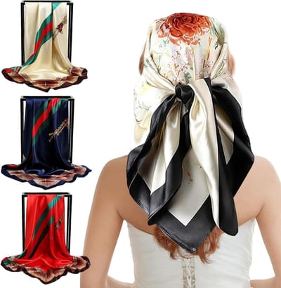 Elegante 90 x 90 cm zijden sjaal voor dames, ademend, zacht en huidvriendelijk, perfect als hoofddoek of haaraccessoire