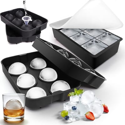 Grote Silicone IJsblokjesvorm met Deksel, Perfect voor Cocktails, Whisky en Drankjes, BPA-vrij en Makkelijk te Vormen