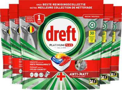 Dreft Platinum Plus All In One Vaatwastabletten Anti-dofheidstechnologie - 5 x 30 stuks