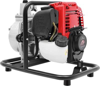 Benzine Waterpomp - Motorpomp Tuinpomp - Landbouw Irrigatie - Viertakt Motor - 135 L/min - Zilver Rood Zwart