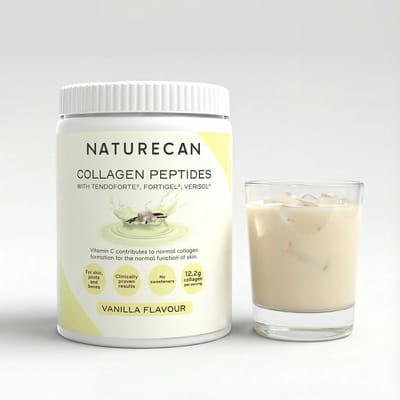 Naturecan Collageen Poeder - Vanille - 300 g - Gehydrolyseerde Collageen Peptiden met Vitamine C - 12,2 g per portie - Type I & III Rundercollageen - VERISOL®, FORTIGEL® & TENDOFORTE®