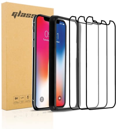 Cadorabo 3x Volledig scherm pantserfolie geschikt voor Apple iPhone X / XS in TRANSPARANT met ZWART - Screenprotector Getemperd (Tempered) Display beschermend glas in 9H hardheid met 3D Touch met Installatiegids
