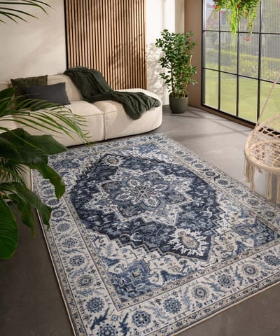 Vintage buitenkleed - Valenca Brio blauw 80x150