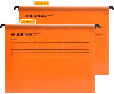 Dailygoods - 12 Stuks Foolscap Hangmappen met Tabbladen en Kaartinzetstukken - Oranje, 41 x 25 x 37 cm