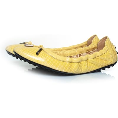 Tod's gele ballerina's van pythonleer