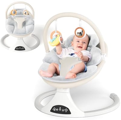 Draagbare babyschommel met afstandsbediening, 5 snelheden en 3 zitposities