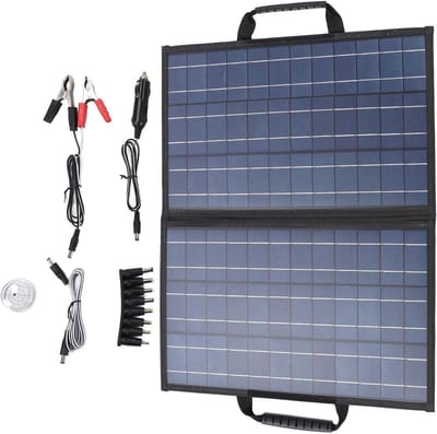 Opvouwbaar Zonnepaneel - Draagbare Energie - Kamperen en Buiten - Met Hoekmeter - 80W - Zwart