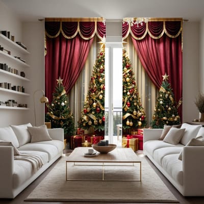 Rideau de luxe style Rococo français atmosphère numérique HD 2 pièces cravate rouge décoration maison Décorer salon chambre à coucher porter tringle c W52H63inchW132H160cm brown