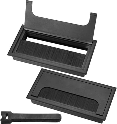 Allecto - Kabeldoorvoer Bureaublad - Aluminium Kabelgoot - Zwart 160x80 mm - Inclusief Kabelbinders - Duurzaam en Praktisch
