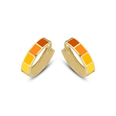 CO88 Collection Oorbellen Dames - Oorringen - Emaille - 16x4mm - Oranje - Staal - Goudkleurig - 8CE-70497