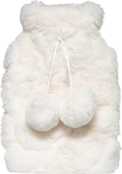 Feeric Warmwater kruik - wit - met hoes - fluffy pluche - 280 ml - bedkruik - kruik