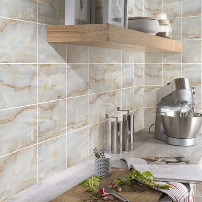 Zelfklevende muurtegelstickers voor keuken en badkamer - 9 Candelaria marmer cementtegelstickers - 9 stickers 10x10cm