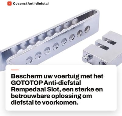 Remslot 100% Veilig - Stalen Beveiligingsslot - Antidiefstal Slot - 8 Gaten - Inclusief 3 Sleutels - Geschikt voor Pedalen tot 1,5 cm - Auto Beveiligingsslot