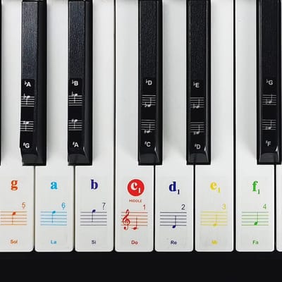 Kleurige Toetsstickers voor Piano en Keyboard - 49/61/76/88 Sleutels, Transparant en Verwijderbaar - Perfect voor Kinderen en Beginners