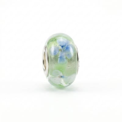 Quiges - Glazen - Kraal - Bedels - Doorzichtig - Groen - Met - Blauwe - Bloem - Bead Past op alle bekende merken - armband