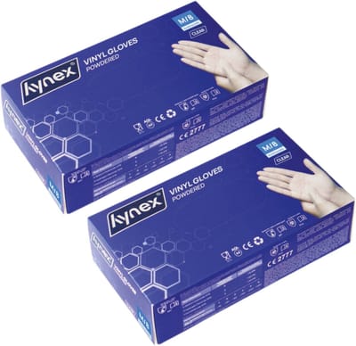 Hynex Vinyl Wegwerphandschoenen – Gepoederd – Latexvrij – Transparant – Maat M – 4,5gr – 200 stuks (2 × 100 stuks)