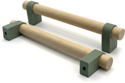 Home 3D ® - Handgrepen Groen - 2 Stuks - 128mm – Beukenhout – Gemaakt in Nederland – Inclusief Schroeven - Voor Keuken, Kast en Meubel