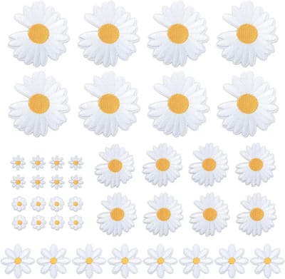 Allecto Plus - 40 stuks bloemen opstrijkpatches voor textiel om te knutselen - jassen, jeans, handtassen