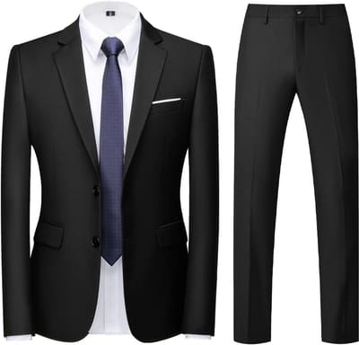 Tweedelig mannenpak 2-delig slim fit effen zonder motief polyester viscose blend elastaan