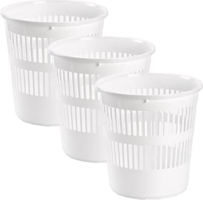 Plasticforte Afvalemmer - 3x stuks - 10 liter - 28 cm - kunststof - wit - prullenmand
