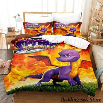 Spyro reignited trilogy Beddengoed Set Eenpersoons Twin Vol Queen King Size Bed Set Volwassene Kind Slaapkamer Dekbedovertrek Sets Anime Gme 70x133cm 2pcs