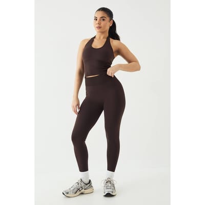 Dames DSGN Studio Sport Ultra Contour Discrete Scrunch Naadloze Legging | Coffee Bean | Maat: Small