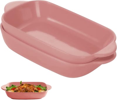 Set van 2 Keramische Ovenschalen, Rechthoekige Lasagnevormen, Kleurvolle Glazuur, 22 x 13.5 x 4.5 cm, Ideaal voor Bakken, Casserole en Gourmet Gerechten