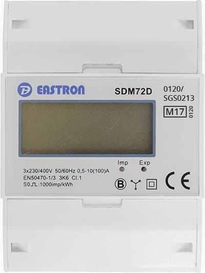 Eastron elektriciteitsmeter - Eastron energiemeter 100A 3-fase digitaal MID (SDM72DMID)