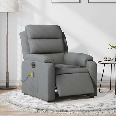 vidaXL - Massagestoel - elektrisch - verstelbaar - stof - donkergrijs