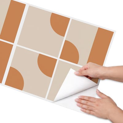 Coloray Meubel Wrap Folie - Beige Meubelfolie - 50x100 cm - Wrapfolie Keuken Vintage vormen - Decoratiefolie - Minimalist Meubelfolie - Meubel Wrap Folie - Woonkamer decoratie - Geometrische