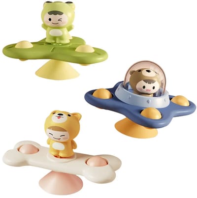 DW4Trading Roterende Spinner met Zuignapjes Set van 3 Stuks UFO Ruimtevaart - Educatief Speelgoed