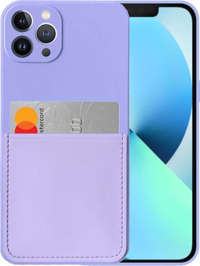 Smartphonica iPhone 13 Pro siliconen hoesje met pashouder en zachte binnenkant - Paars geschikt voor iPhone 13 Pro