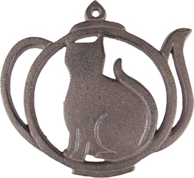 Clayre & Eef Onderzetters Pannen Theepot 15x15x1 cm Bruin IJzer