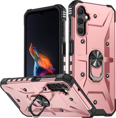Coverup Hoesje - Geschikt voor Samsung Galaxy A14 Hoesje - Coverup Heavy Duty Ring Kickstand Back Cover - Rose Gold