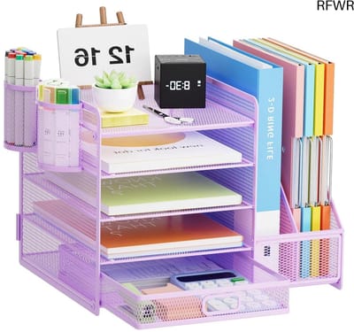 RFWR® Bureau Organizer met Ordnerhouder en 5 Lagen Brievenbakje - Perfect voor Huis en Kantoor
