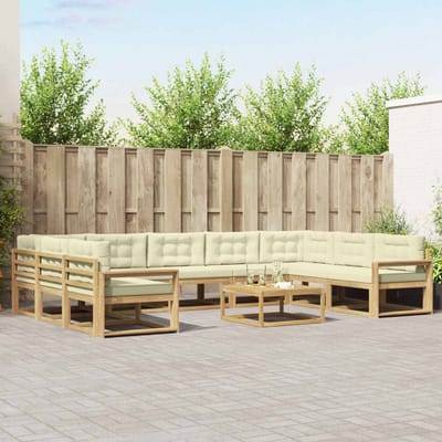 vidaXL - Buiten - bank - set - 10 - st - Wit - en - crèmekleurig