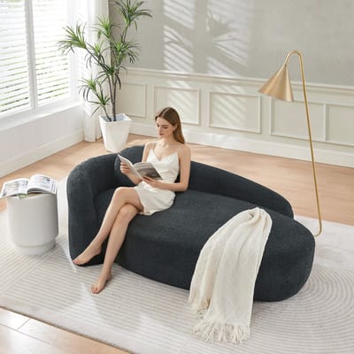 Komhtom Bank - Teddyfleece - Zwart - met Kussens voor Woonkamer en Slaapkamer
