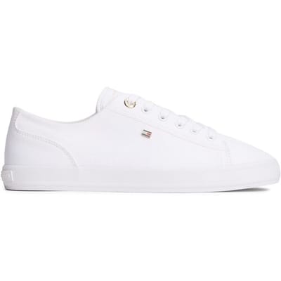 Low top sneakers van canvas met logo-applicatie