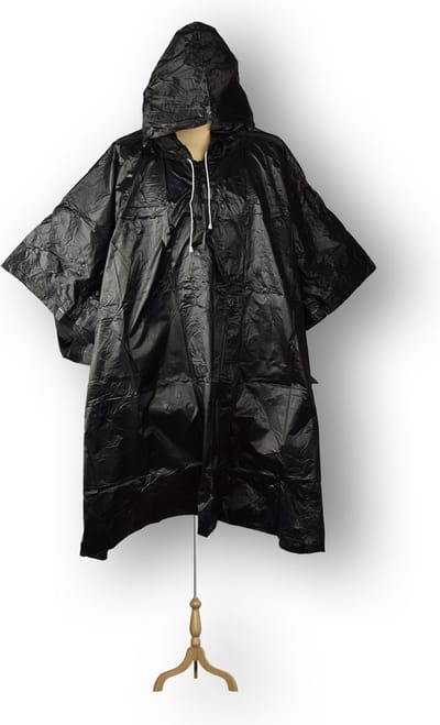 Waterdichte Zwarte Regenponcho voor Volwassenen - Fietsen, Kamperen & Sport