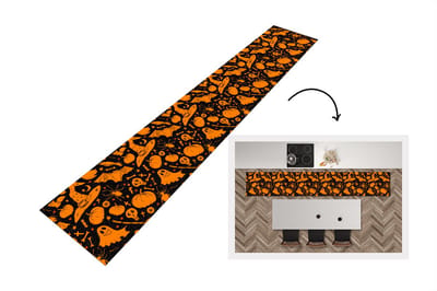 Keukenloper - Loper keuken - Halloween - Oranje - Patronen - 300x50 cm - Keukenloper vinyl