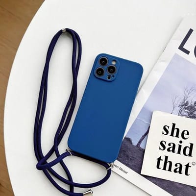 Étui Lanière Bandoulière en Silicone Pour Motorola Moto Edge 50 Fusion 40 G04 E13 G14 G24 G34 G54 G84 Cordon Collier Sangle Housse Souple MOTO G14&Case & Strap bleu foncé