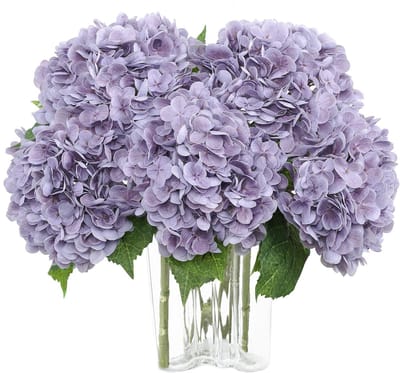 Dailygoods- Hortensia Kunstbloem - 3 Stuks - Licht Paars - Real Touch - Nep Bloemen Decoratie - Bruiloft/Feesten - Thuis Decor