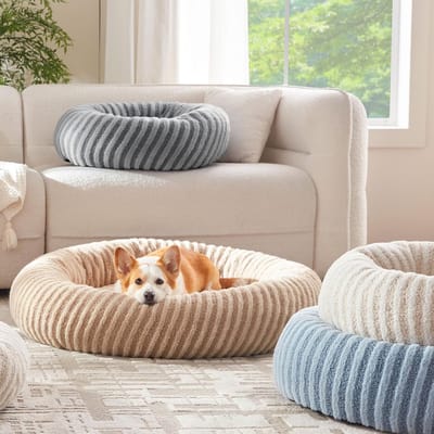 Famanu – Rond Honden- en Kattenbed – Zacht Huisdierbed met Afneembare Hoes -Antislip Onderzijde en Inclusieve Vulling