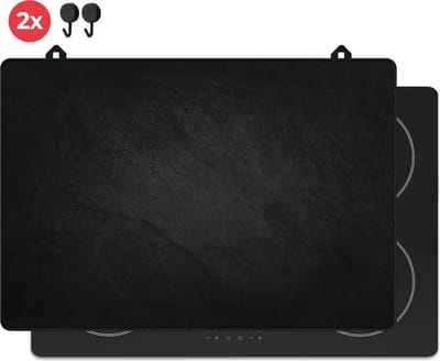 KitchyMist Inductie Beschermer 76x52 cm - Stenen Muur in het Zwart - Kookplaat Beschermer - Afdekplaat voor Kookplaat - Inductie Mat - Spatscherm Achterwand Keuken
