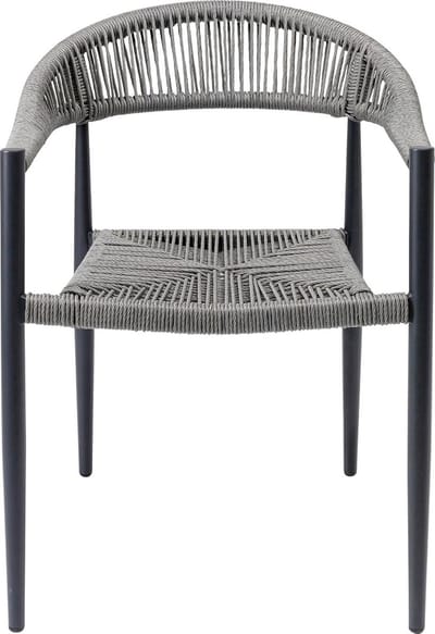 Tuinstoel met Armleuningen - Balkonstoel Terrasstoel - Buiten Zitten - Gevlochten Zitting Aluminium Frame