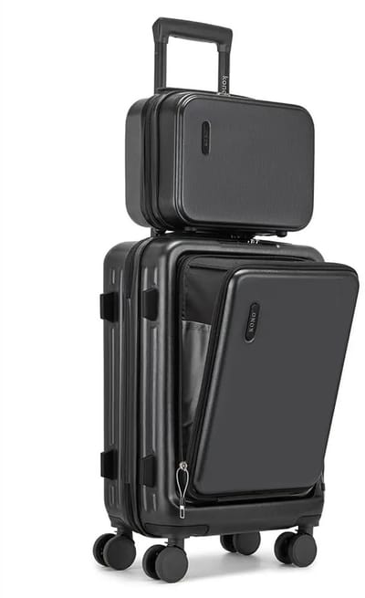 NaevaMi Handbagage Koffer - Handbagage Trolley - Met Handbagagetas - Make-up tas - 20 Inch - Trolley - Met TSA Cijferslot - ABS - Met Laptopvak - 360 ° Draaibare Wieltjes - Trolley Handbagage Lichtgewicht - 57 × 38 × 22 cm - Grijs
