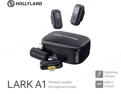 Hollyland LARK A1 Combo Mini Wireless Microphone for iPhone and Android (2 TX + USB-C RX + Lightning RX + Charging Case), Magnetic Mic for YouTube, TikTok, Podcasts, Vlogging (Black)