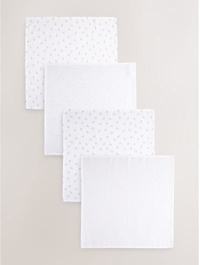 Next - Pasgeboren unisex - Set van 4 mousseline babydoekjes - Wit